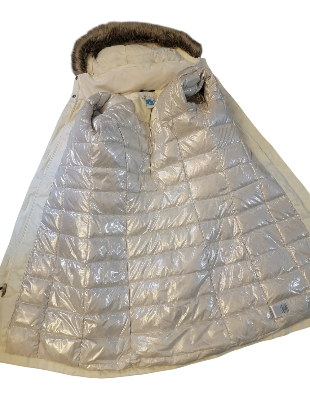 Columbia Women's Cream Parka with Faux-Fur Hood
